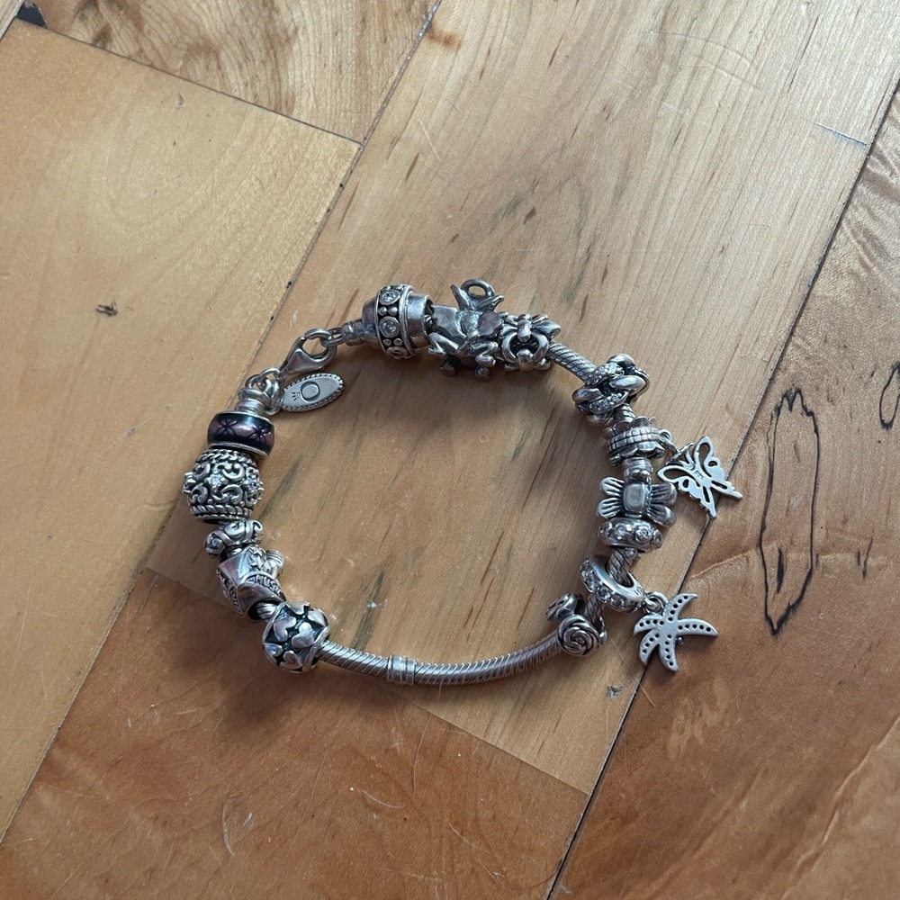 Pandora charm bracelet with 14 charms
